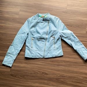 Light Blue “faux” Leather Jacket
